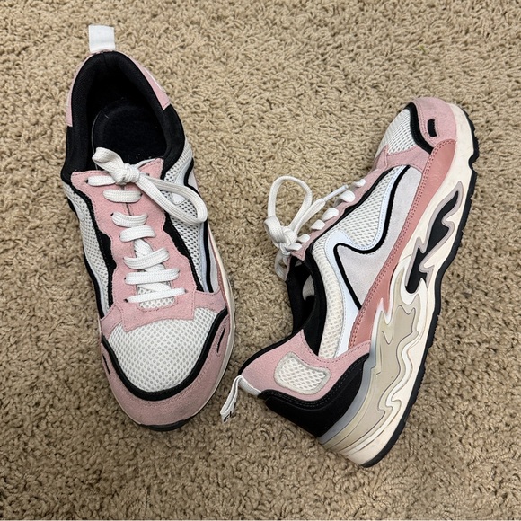 Sandro Paris Flame Sneakers Rose Vieux Pink and White - Picture 6 of 10